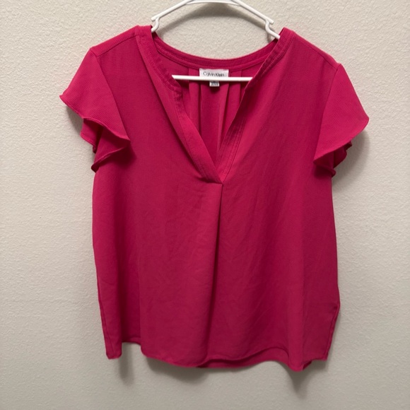 Calvin Klein Tops - Calvin Klein Pink Cap Sleeve V-Neck Blouse